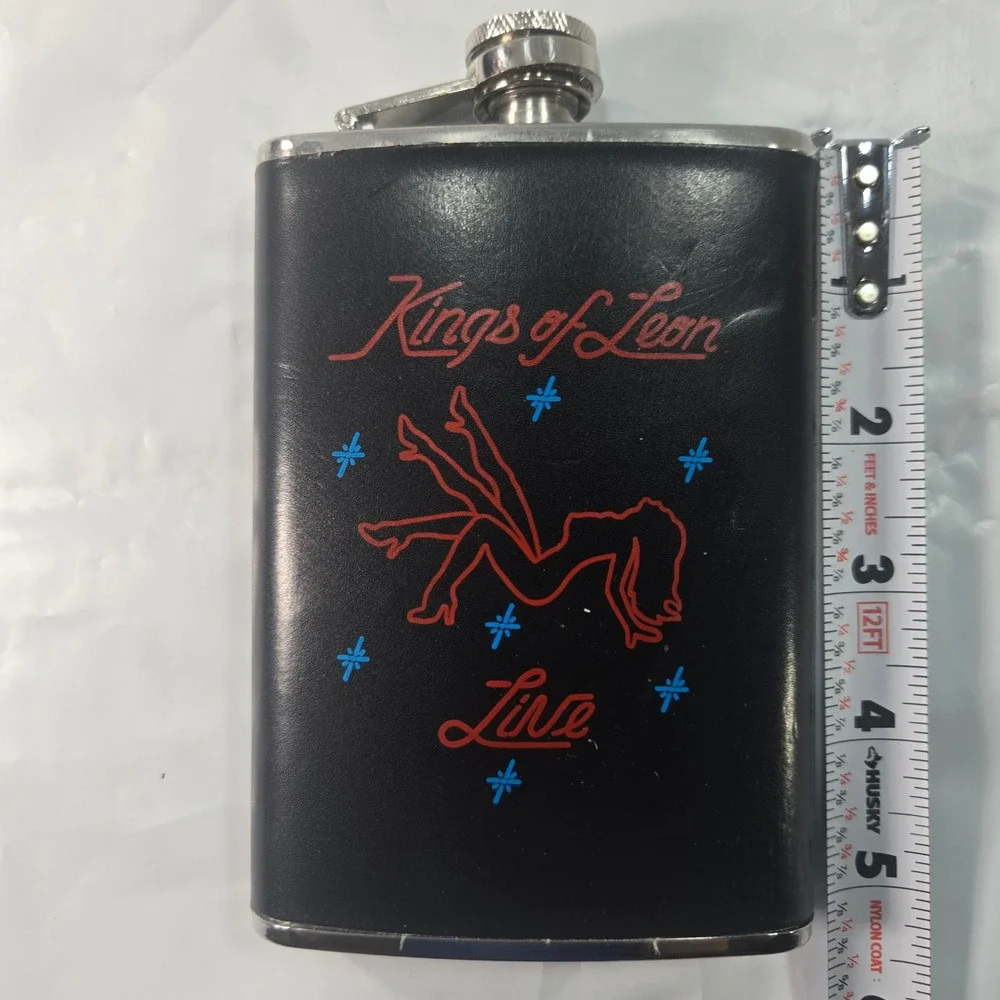 RARE Kings of Leon Live Band Merchandise Black Wrap Stainless‎ Steel Flask